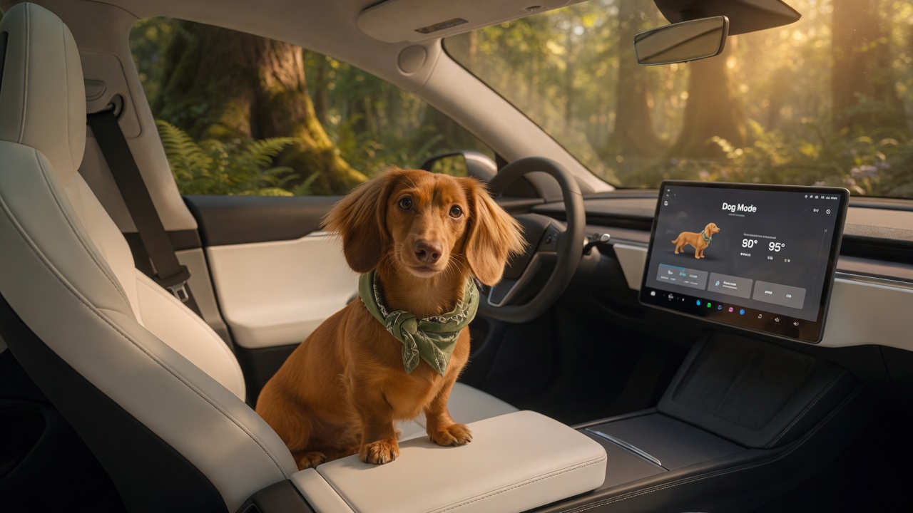 旺财 in Tesla Dog Mode
